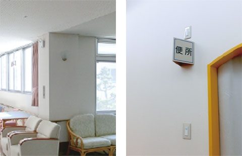 廊下、PHS 基地局、廊下、PHS 基地局表示灯、復旧ボタン
