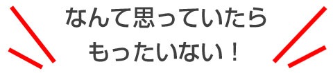 なんて思っていたらもったいない！
