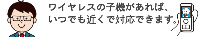 ワイヤレスの子機があれば、いつでも近くで対応できます。