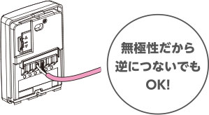 無極性だから逆につないでもOK