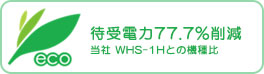 待受電力77.7%削減（当社 WHS-1Hとの機種比）