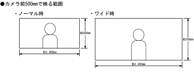 カメラ前500mmで映る範囲
