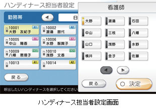 ハンディナース担当者設定画面