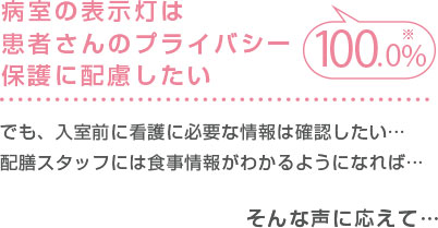 病室の表示灯は患者さんのプライバシー保護に配慮したい